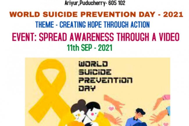 World Suicide Prevention Day 2021 - Indirani College of Nursing, Ariyur,Puducherry