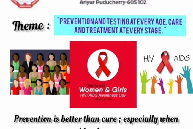 NATIONAL WOMEN AND GIRLS HIV/AIDS AWARENESS   DAY - Indirani College of Nursing, Ariyur, Puducherry