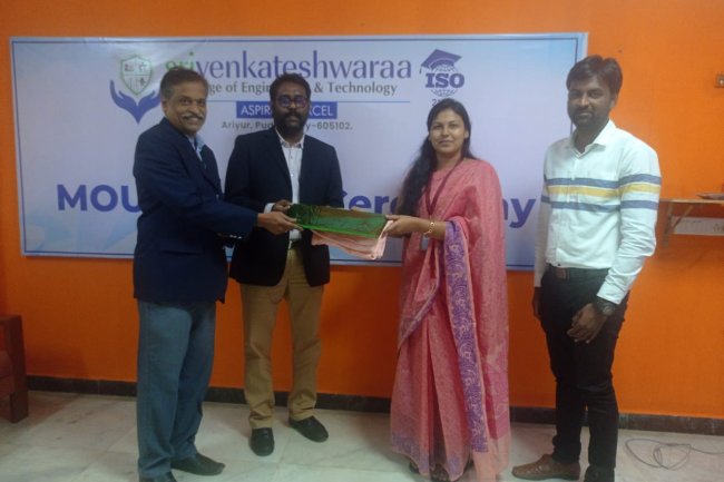 Shri Venkateshwaraa College of Engineering & Technology, Ariyur, Puducherry has signed a Memorandum of Understanding with Zaphire Digital Employment Agency, New York, USA.