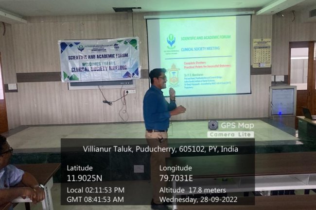 Clinical Society Meeting - September - Sri Venkateshwaraa Dental College