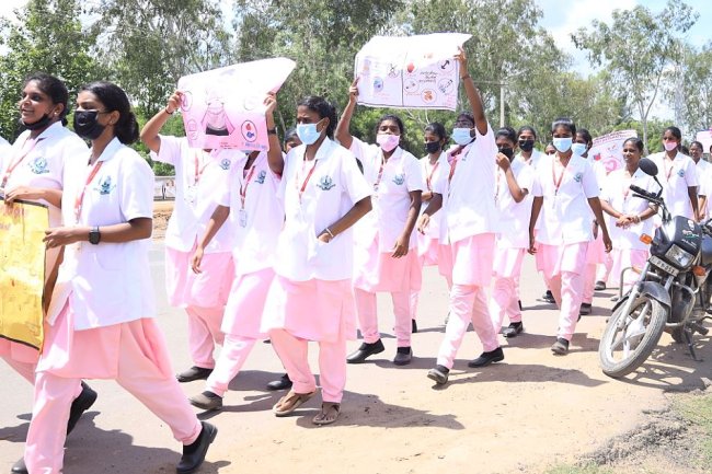 WORLD BREAST CANCER AWARENESS MONTH OCTOBER 2022 MASS RALLY REPORT – Indirani College of Nursing