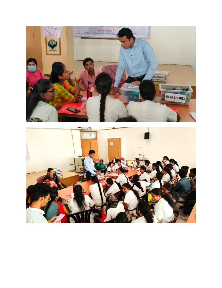 An interactive Workshop on hand rehabilitation was held at sri venkateshwaraa college of Physiotherapy