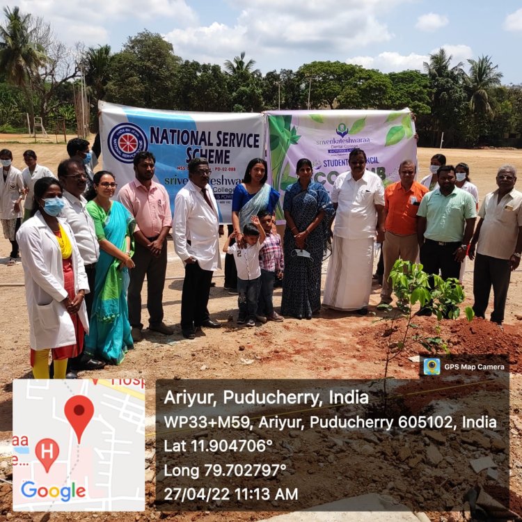 Students council :Eco club of Sri Venkateshwaraa Dental College had arranged the plantation drive in order to celebrate ‘World Earth Day-2022’ - Sri Venkateshwaraa  Dental College