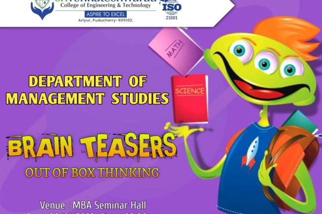 Brain Teaser - Out of Box Thinking ( DOMS Activities)   for MBA Student's on 28.1.23
