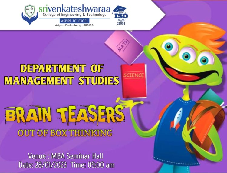 Brain Teaser - Out of Box Thinking ( DOMS Activities)   for MBA Student's on 28.1.23