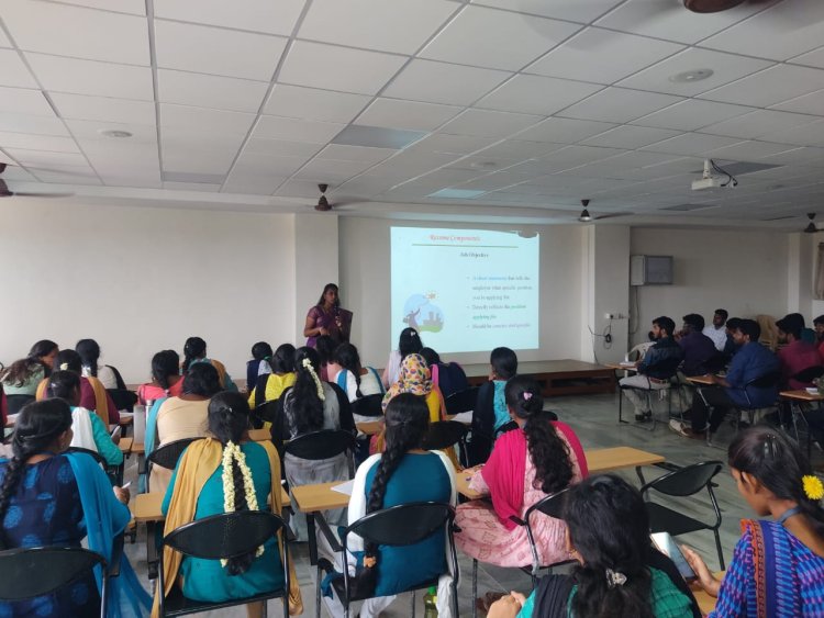 Workshop on Resume Preparation ( DOMS Activities)  for I MBA Students on 27th May 2023