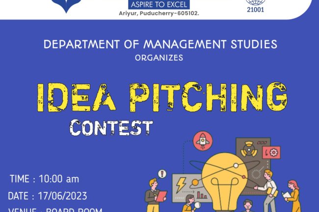 Department of Management Studies, SVCET, Ariyur has organised Idea pitching contest ( DOMS Activities)  for I MBA Students on 17th June 2023.