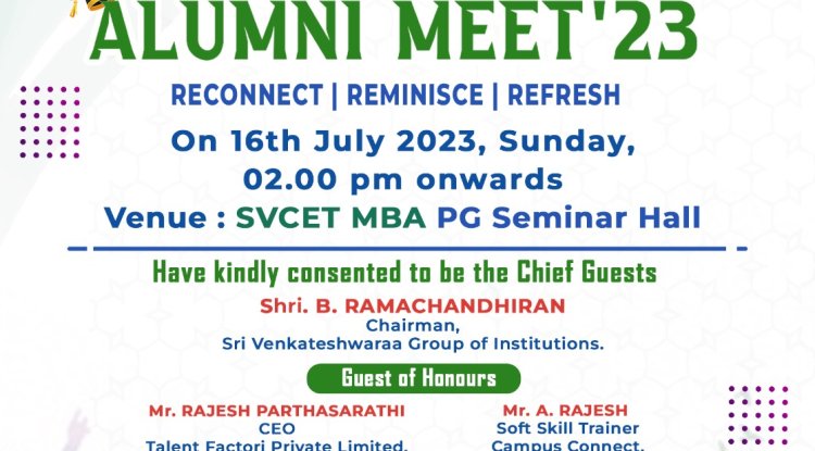 ALUMNI ASSOCIATION MEET ( III BATCH 2016-2020 ) ON 16-7-2023 AT SVCET