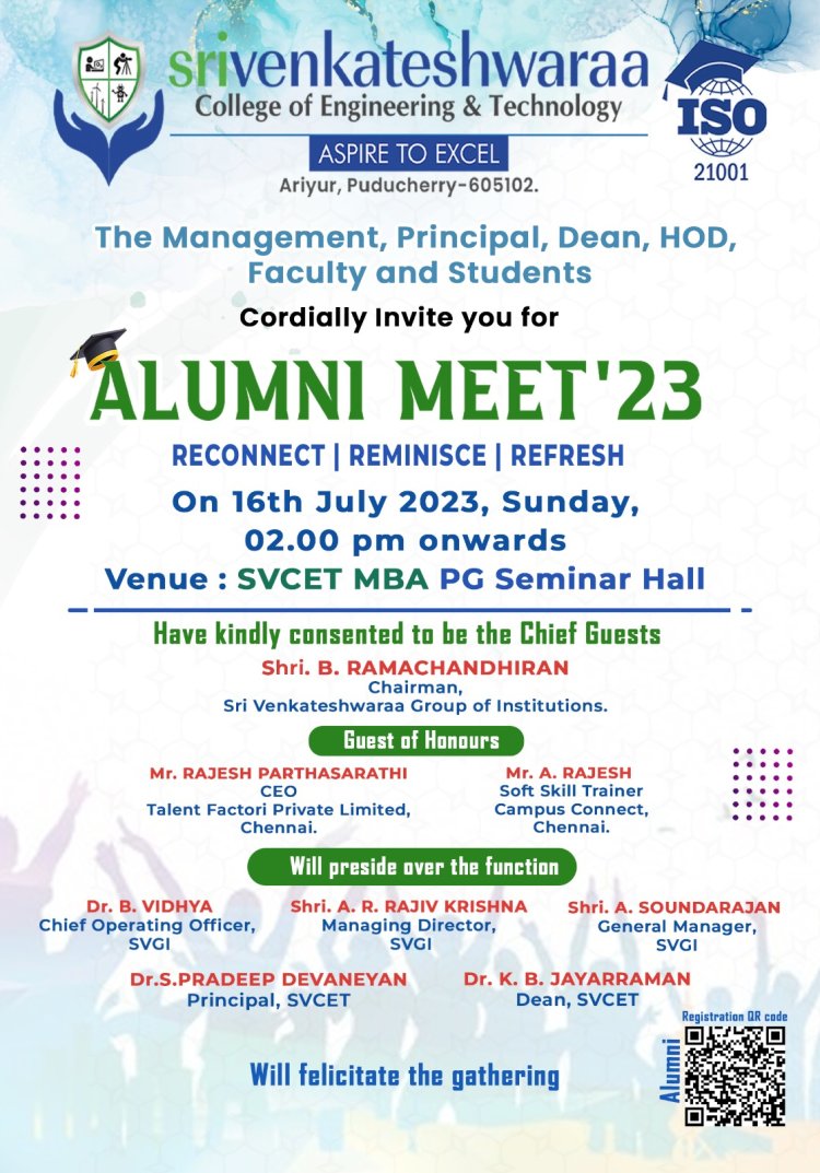 ALUMNI ASSOCIATION MEET ( III BATCH 2016-2020 ) ON 16-7-2023 AT SVCET