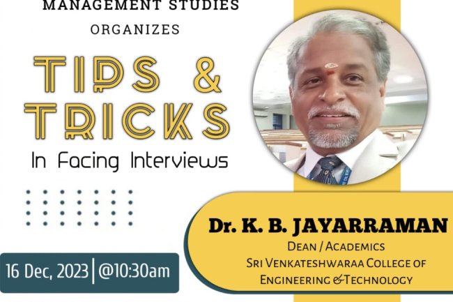 Tips and Tricks of attending Interviews Guest Lecture for II MBA Students 