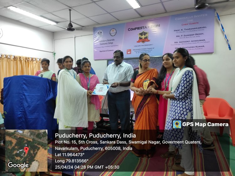 SVCET MBA DEPARTMENT PRIZE WINNERS AT PONDICHERRY UNIVERSITY COMMUNITY COLLEGE DURING APRIL 2024