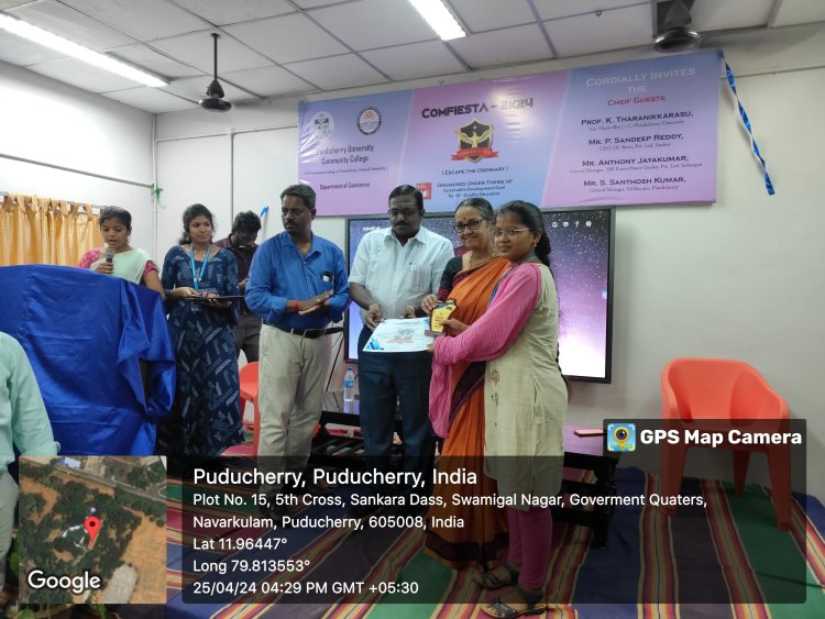 SVCET MBA DEPARTMENT PRIZE WINNERS AT PONDICHERRY UNIVERSITY COMMUNITY COLLEGE DURING APRIL 2024