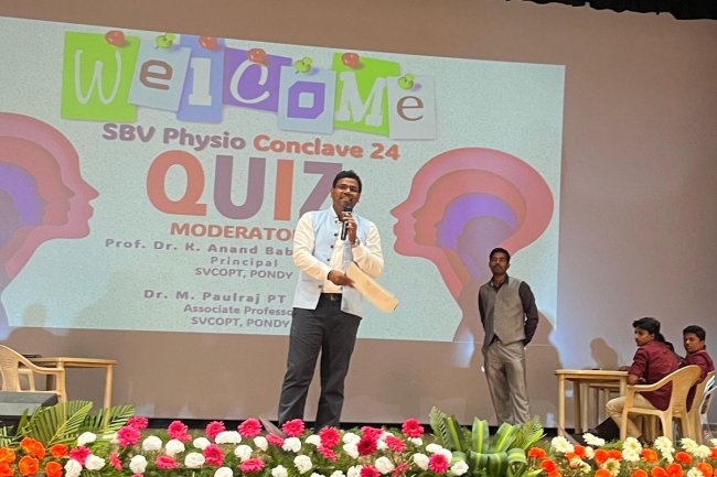 Physio quiz competition at Sri Balaji Vidyapeeth School of Physiotherapy, Chennai, on 7th June 2024