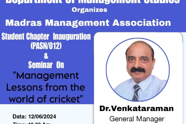 SVCET-MADRAS MANAGEMENT ASSOCIATION  STUDENT CHAPTER INAGURATION ON 12TH JUNE 2024