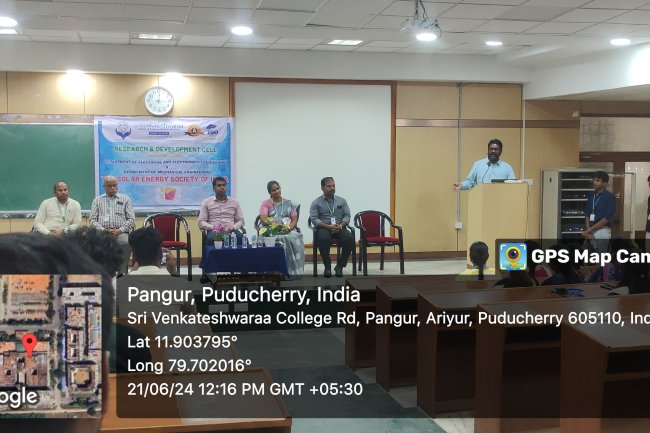 SVCET The Summer Solstice Session under the professional society The Solar Energy Society of India on 21st June 2024