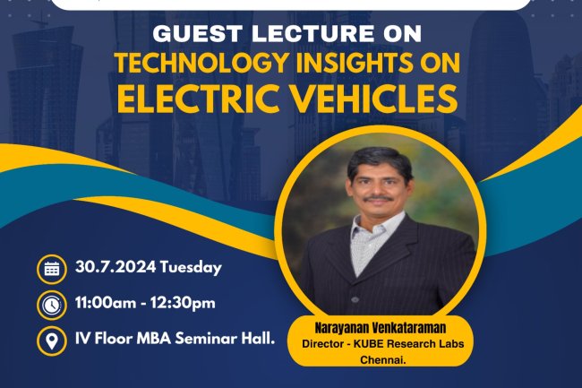 GUEST LECTURE ON ELECTRIC VECHILES BY Mr NARAYANAN ON 30-7-2024 FOR SVCET STUDENTS