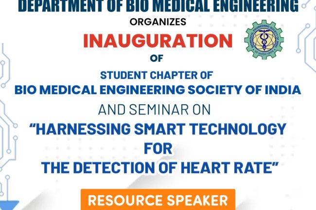 SVCET R and D Cell in association with Department of Bio Medical Engineering  inaugurated a Student Chapter of Bio Medical Engineering Society of India BMESI on 25th July 2024   