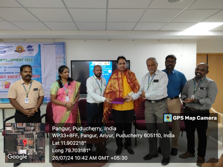 SVCET  R and D in association with  Department of Electrical and Electronics Engineering  and  Dept. of Mechanical Engineering inaugurated Chapter of Solar Energy Society of India  on 26th July 2024