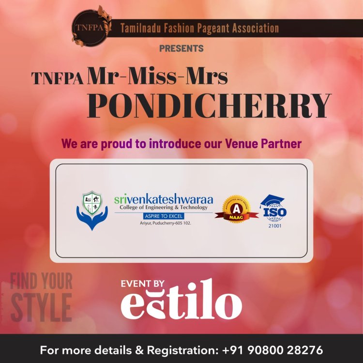 SVCET hosted Mr.Ms. Mrs Pondicherry pageant workshop from 19-9-2024 to 21-9-2024