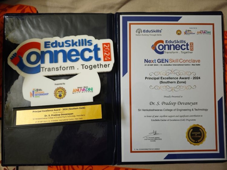 SVCET have bagged five awards and recognition during Eduskills Foundation conclave 2024 which was held at New Delhi