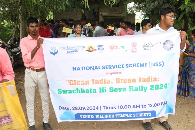 SVCET NSS RALLY ON 28-9-2024 TO PROMOTE CLEANLINESS Swachh Bharat Swasth Bharat PROGRAMME