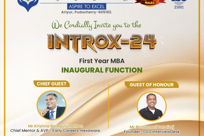 On October 9  2024 at Sai Lecture Theatre  SVCET  has started  3rd batch of First Year MBA 