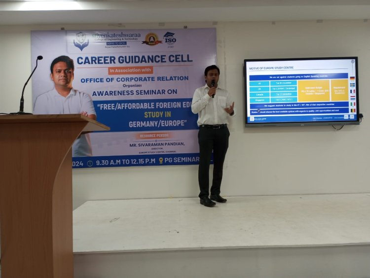 SVCET CAREER GUIDANCE CELL orgnaized  Seminar on FREE AFFORDABLE FOREIGN EDUCATION STUDY IN GERMANY AND EUROPE  on 1-10-2024