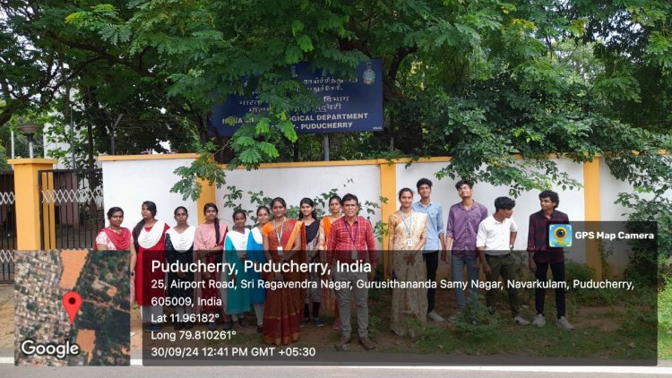 Industrial visit to India Meteorological Department IMD Puducherry during Sept 2024 for I year Students