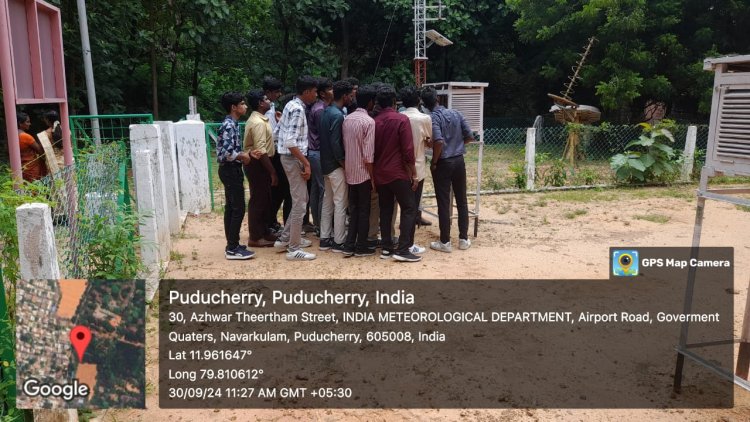 Industrial visit to India Meteorological Department IMD Puducherry during Sept 2024 for I year Students