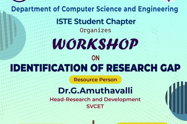 ISTE Student Chapter organized Workshop on Identification of Research Gap on 24th August 2024