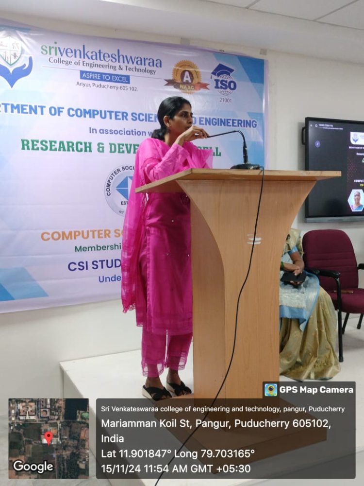 Inaugural ceremony of Professional society Computer Society of India for the Department of CSE on 15th November 2024 at SVCET