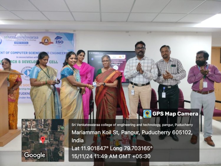 Inaugural ceremony of Professional society Computer Society of India for the Department of CSE on 15th November 2024 at SVCET