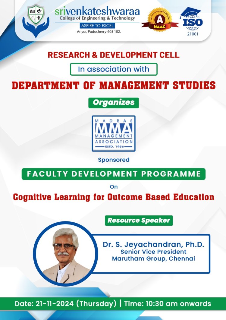 FDP ON Cognitive learning for outcome based education on 21st November 2024