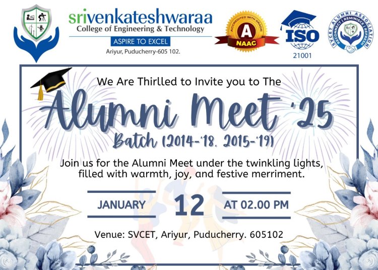 ALUMNI MEET ON  JANUARY 12 2025 FOR 2018 AND 2019 PASSED OUT BATCHES