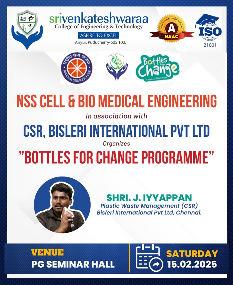 NSS Programme on plastic waste management and recycling Bottles for Change in Association with Bisleri Pvt Ltd