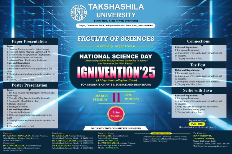 FIRST year students participated in IGNIVENTION25 a mega intercollegiate event organized by Takshashila University on March 11 2025