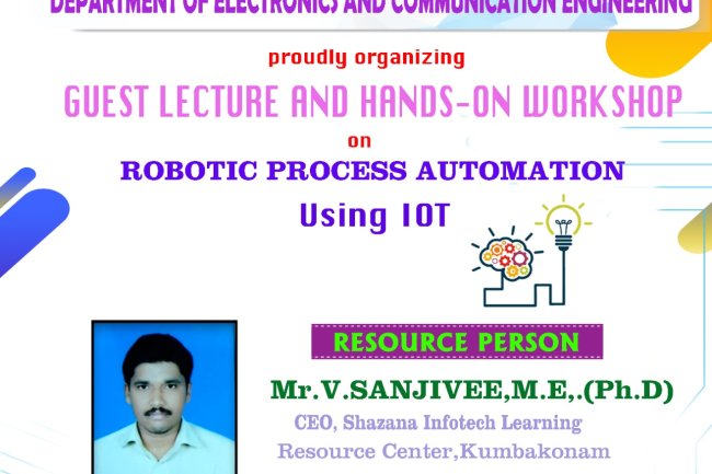 SVCET ECE Dept conducted workshop on Robotic Process Automation using IOT on 21 March 2025
