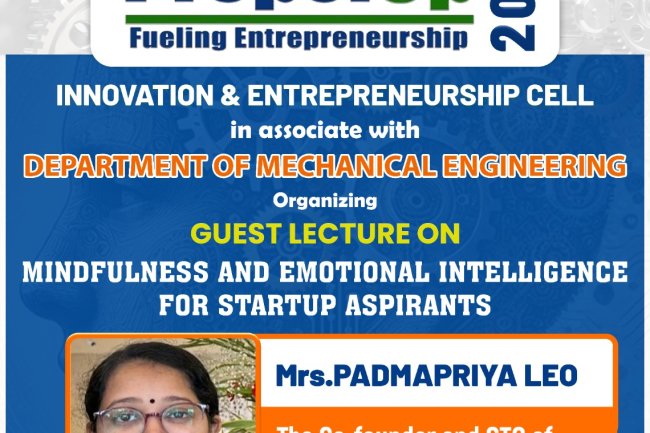 SVCET  Innovation and Entrepreneurship Cell  have organized a guest lecture on Mindfulness and Emotional Intelligence  on April 2 2025