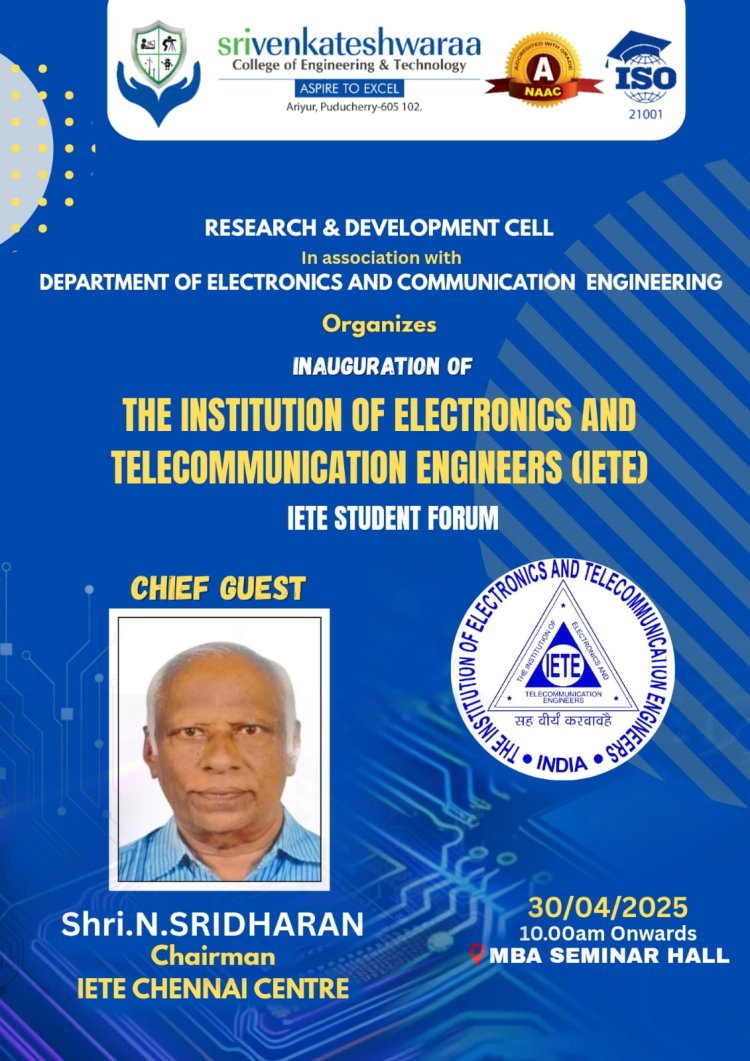 Inauguration of the Institution of Electronics and Telecommunication Engineers IETE on 30th April 2025