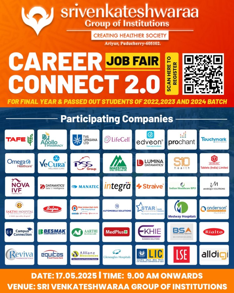 SVCET campus connect Mega Job Fair on 17-5-2025 