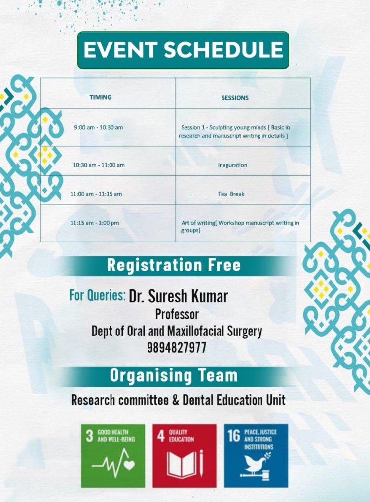 Sri venkateshwara dental college presenting a research workshop to "Empower student researchers to shape the future"