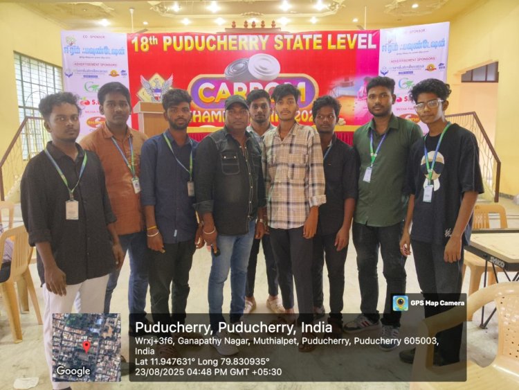 SVCET BME Students Served as Umpires in 18th Pondicherry State Level Carrom Championship 2025