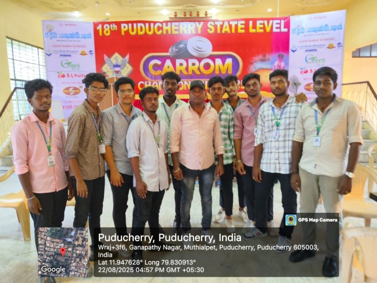  SVCET BME Students Served as Umpires in 18th Pondicherry State Level Carrom Championship 2025