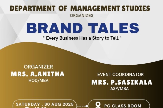 SVCET MBA DEPT conducted Brand Tales  Every Business Has a Story to Tell on 30th August 2025