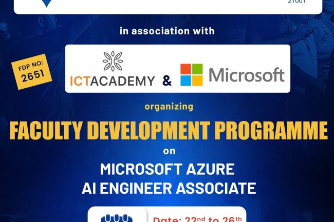 SVCET Conducted Microsoft Azure AI Engineer Associate 6 days FDP  with ICTACT from 22nd September 2025 to 26th September 2025 