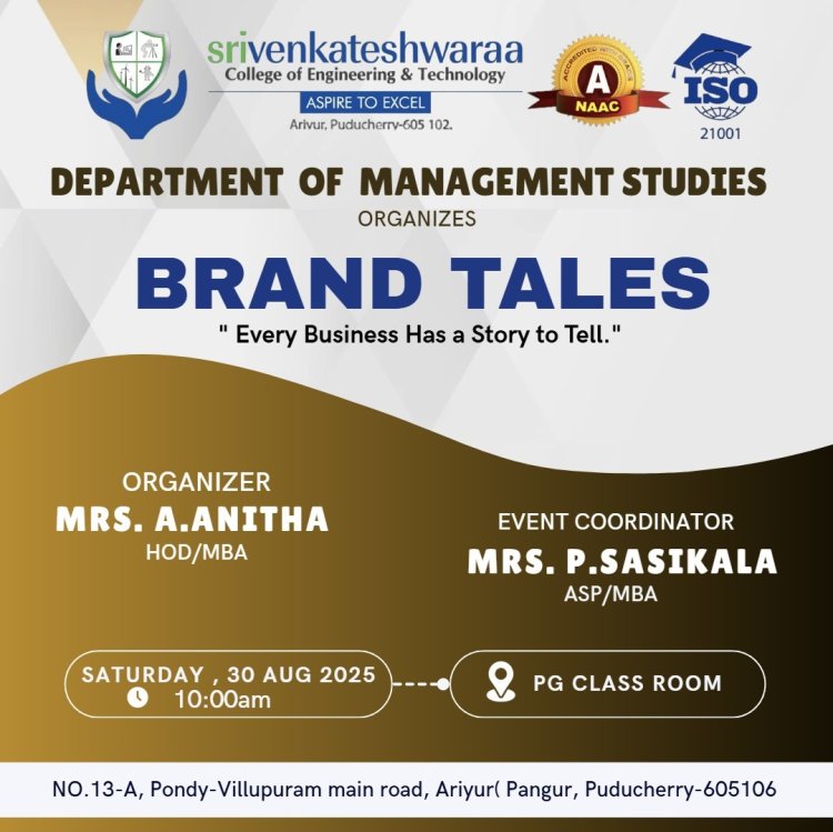 SVCET MBA DEPT conducted Brand Tales  Every Business Has a Story to Tell on 30th August 2025