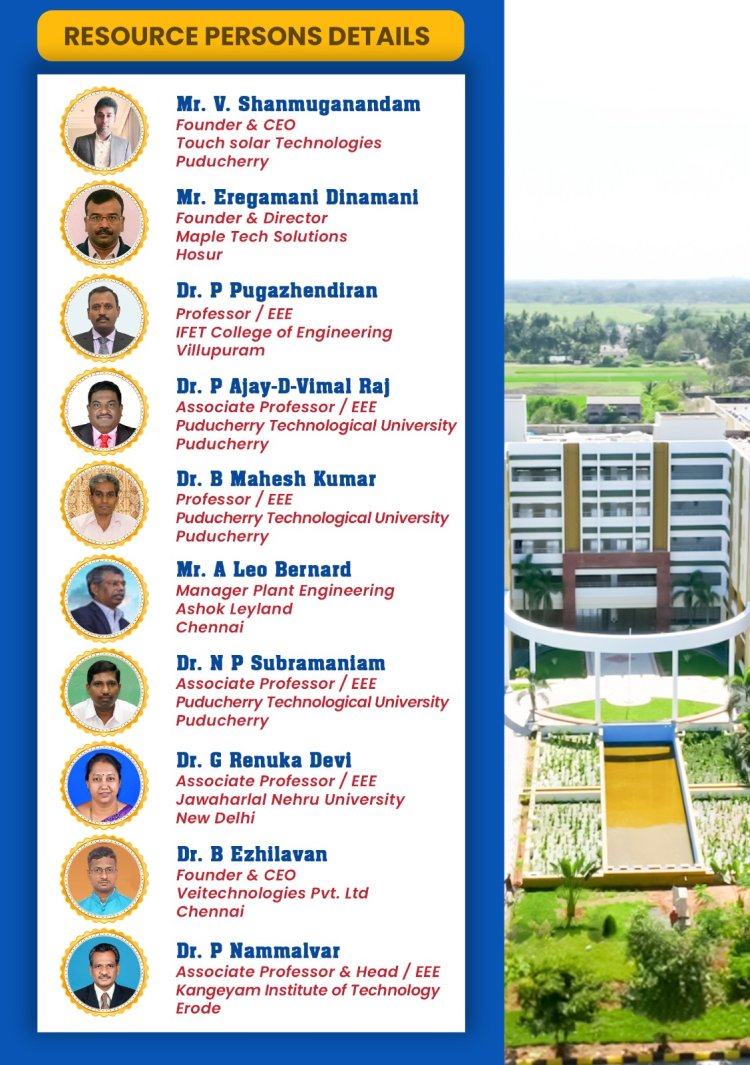 SVCET EEE Department conducted 1 week FDP programme from 8th September 2025 to 13th September 2025