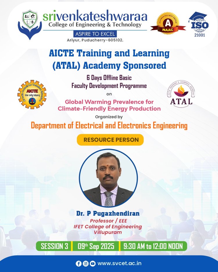 SVCET EEE Department conducted 1 week FDP programme from 8th September 2025 to 13th September 2025