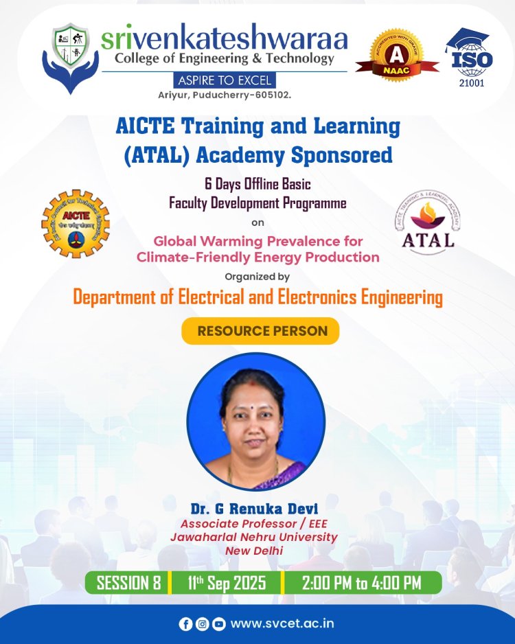 SVCET EEE Department conducted 1 week FDP programme from 8th September 2025 to 13th September 2025