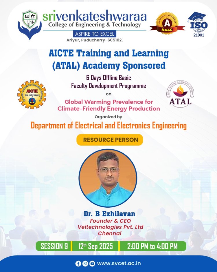 SVCET EEE Department conducted 1 week FDP programme from 8th September 2025 to 13th September 2025